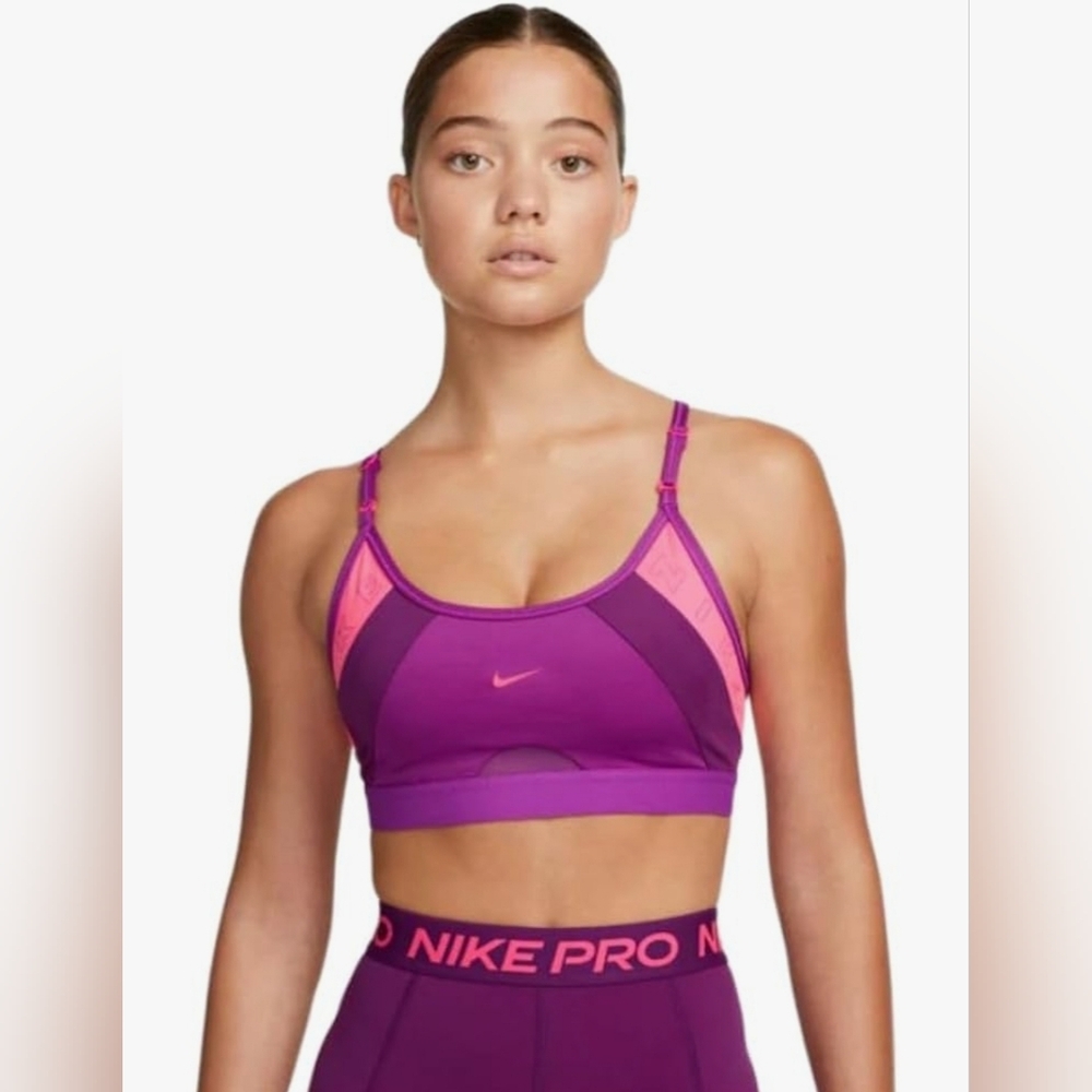Nike Women's Air Indy Logo Sports Bra Vivid Purple